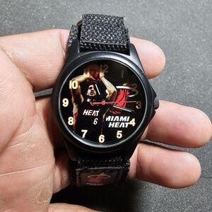 Game Time Miami Heat Quartz Watch Black With Bkack Nato Strap Working shows sign